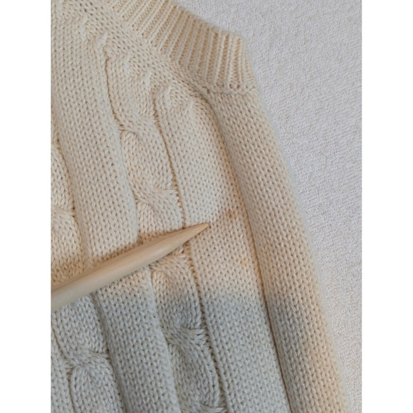 VTG Greenwich Mens Cable Knit V Neck Button Front Vest Cream Sz M Grandpa Core - Picture 6 of 8